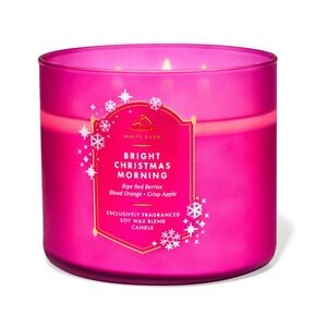 Bath & Body Works Bright Christmas Morning 3-Wick Candle Berry Apple Orange NIB